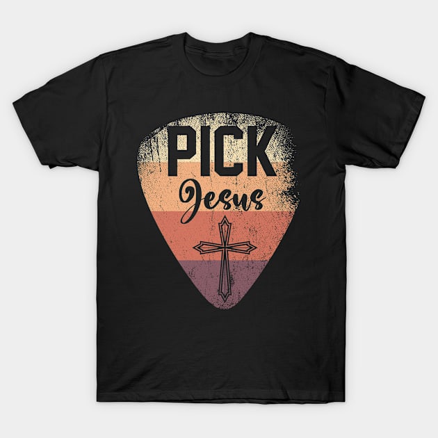 Guitar Cross Pick Jesus T-Shirt by ShirtsShirtsndmoreShirts